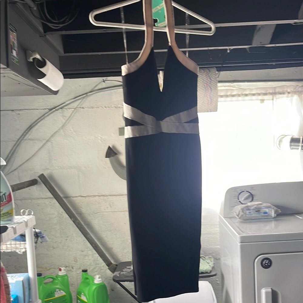 Charlotte Russe Black and Cream Halter Bodycon Dress